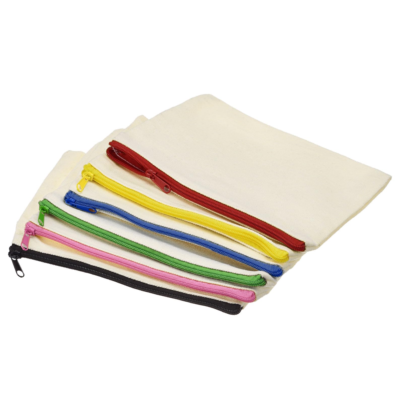 PATIKIL Canvas Zipper Pouch, 6 Pack Blank DIY Zip Bags Pencil Case Organizer Pockets for Craft Travel Accessory, Multicolor