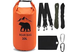 PLUVAVA Bear Food Bag Hanging System Ultralight Bear Food Storage Canister Bag with Waterproof Bear Bag, Nylon Ropes, Hooks f