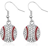 1 Pair Baseball Earrings for Women Basketball Sports Earrings Classic Baseball Dangle Earring Cubic Zirconia Volleyball Football Soccer Jewelry for Men Mother Holiday Party Game Day Gifts