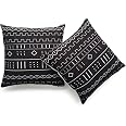 Hofdeco African Mud Cloth Print Pillow Cover - 20x20 Inches, Heavyweight Cotton Linen, Zipper, Boho Decor
