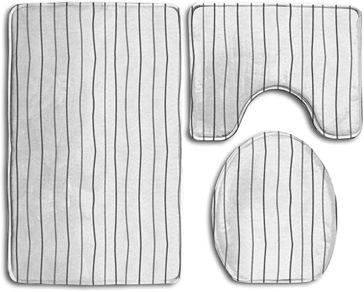 Amazon Com Bathroom Rug Mats Set 3 Piece Black Hand Drawn Thin Line Print Non Slip Bath Rugs Toilet Seat Cover Contour Mat Home Kitchen