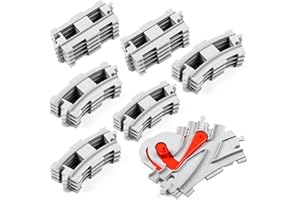 Mannidoo 32 Pieces Train Tracks, Classic Railway Track with 20 Curved Tracks, 10 Straight Tracks and 2 Switches Tracks - Compatible with All Major Brands, Toy Track Accessory for Kid, Light Grey