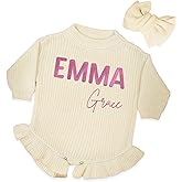 SWaddle AN Personalized Chunky Knit Sweater Romper, Custom Baby Name, Embroidered Baby Outfit, Infant One-Piece Keepsake