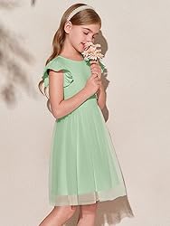 Haloumoning Girls Tutu Dress Ruffle Short Sleeve