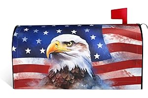 ARKUKT Patriotic Eagle American Flag 4th of July Independence Day Mailbox Cover Magnetic Welcome Memorial Day Mailbox Wraps Post Letter Box Cover for Garden Yard Home Decor Standard Size 21" x 18"