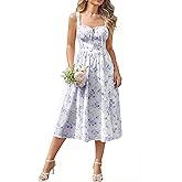 Jialinifery Floral Corset Dress for Women Summer 2026, Cottagecore Milkmaid Dress with Pockets, Wedding Guest Sundress