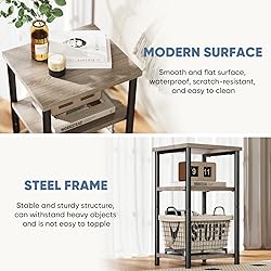 DUMOS End Table, 3 Tier Side Sofa Tables for Small