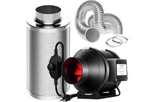 VIVOSUN Grow Tent Ventilation System, 4 Inch Inline Duct Fan with Speed Controller, 4'' Carbon Filter, and 8ft. Ducting Combo, Air Cooling and Filtration Kit for Grow Tent, Hydroponics