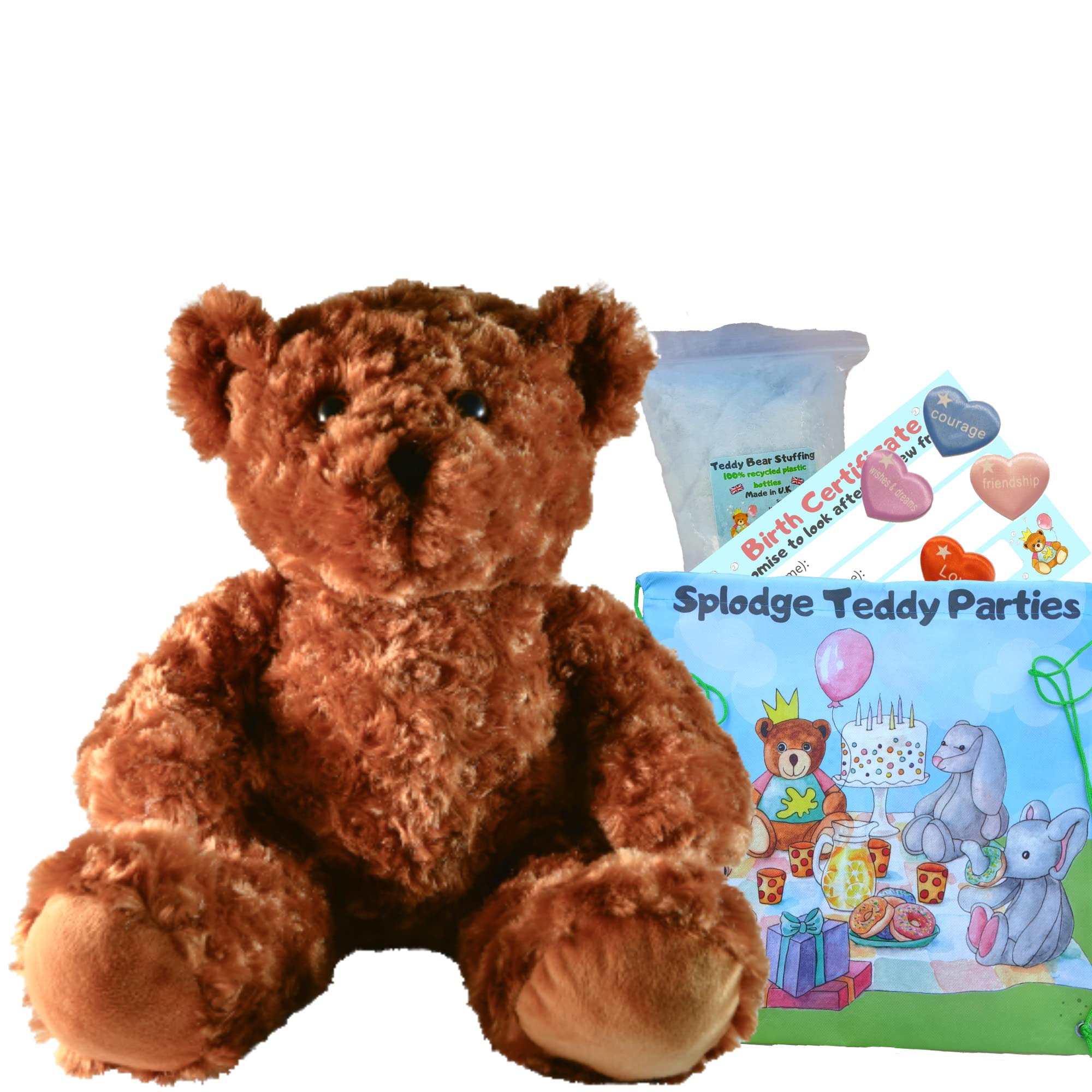 Classic Chocolate Brown Bear Plush Soft Toy - 16 inch / 40cm - Build your own Teddy Bear Making Kit - No sewing - great gift for boys and girls