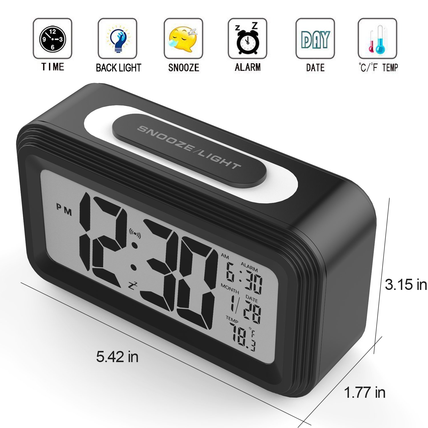 [Upgrade Version] Battery Operated Alarm Clock, GABONE Electronic Large