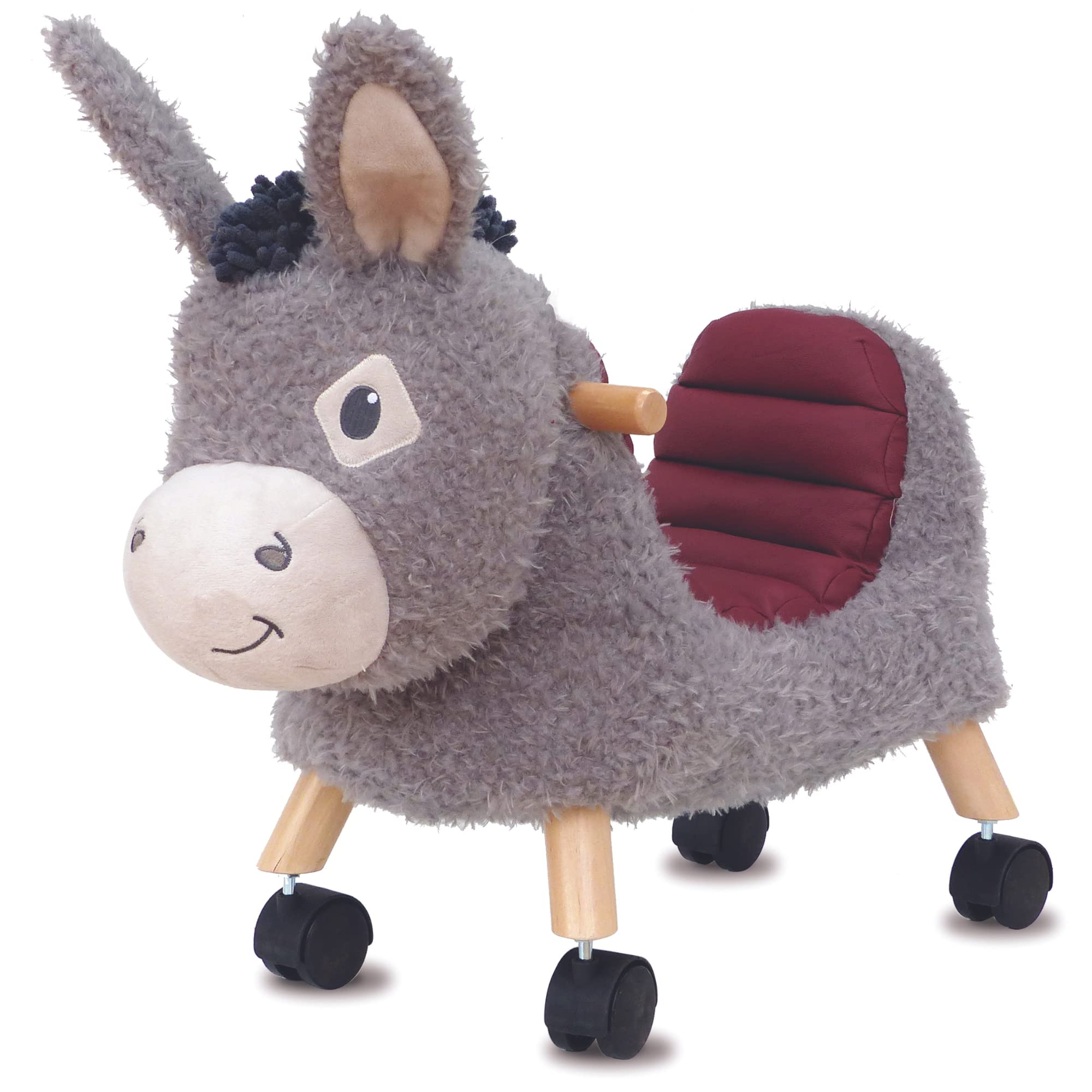 Little Bird Told Me - Bojangles Donkey Ride On Toy for Toddler 12+ Months Unisex - Soft Animal Toy on Wheels, Sturdy Wooden Frame, Wipe Clean Supportive Seat - British Brand Since 2007