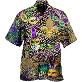 wihnsinop Mens Funky Hawaiian Bowling Shirts Holiday Theme Shirt Button Down Shirts Big and Tall