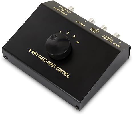 4-Wege Cinch Audio Umschalter Umschaltbox - Vollmetall-Gehäuse