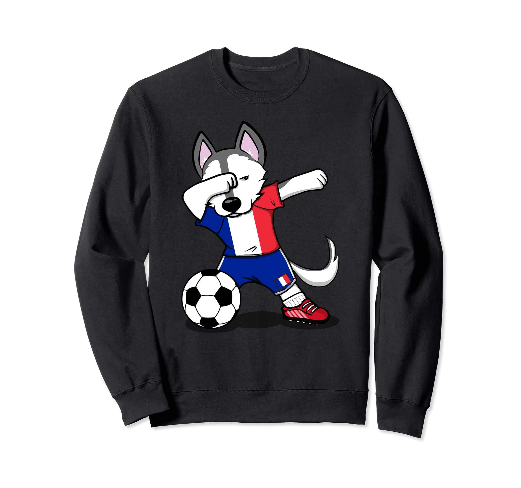 Dabbing Husky Dog France Soccer Fans Jersey French Football Sweatshirt