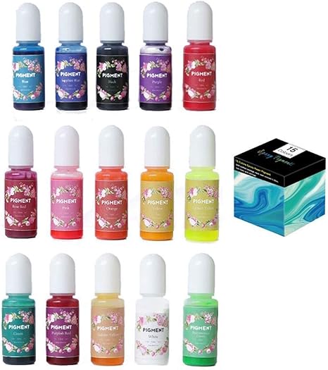 Amazon Co Jp 色エポキシ樹脂顔料キット ボトルの液体エポキシ樹脂モールド着色剤染料ジュエリーdiyクラフト芸術作り方 Color 15 Colors ホーム キッチン