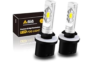 Alla Lighting 3800lm 899 880 LED Fog Light Bulbs, Super Bright PG13 Base 884 885 887 893 H27 H32, ETI 56-SMD (6000K Xenon White)