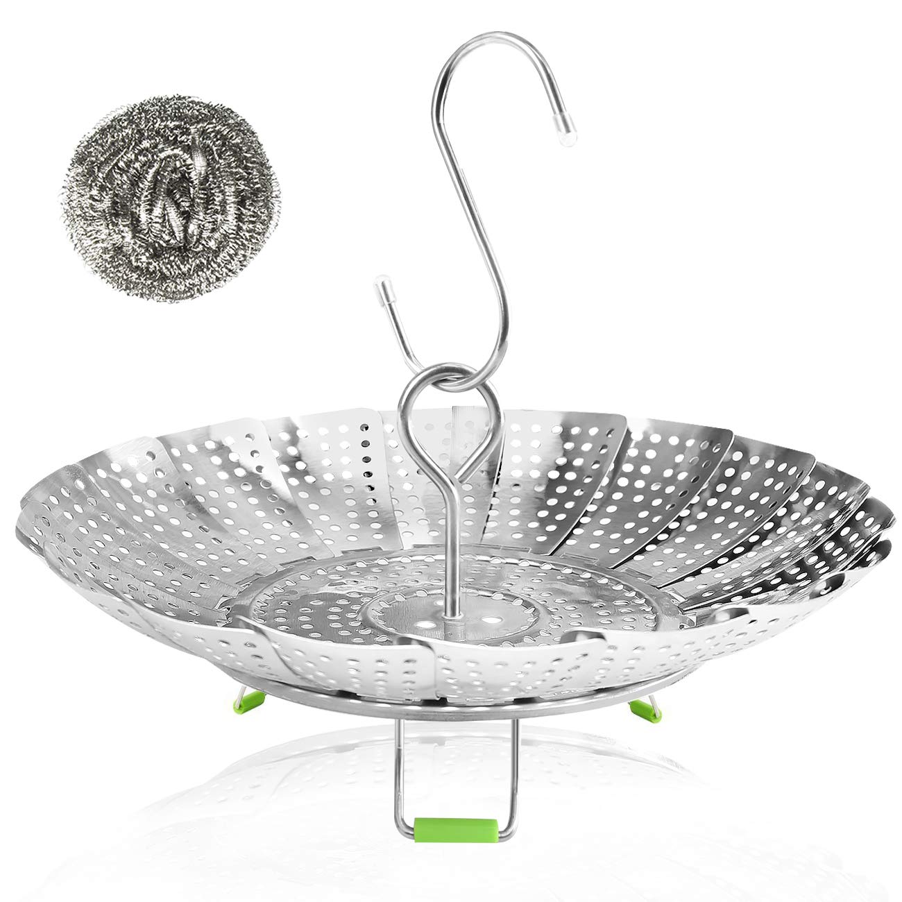 Vegetable Steamer Basket Stainless Steel Handle with Loop 5.3" Extends