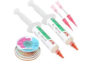 KELLYSHUN KL-533 No Clean Soldering Flux & Solder Wick,Soldering Flux For Electronics Soldering 10ML/Bottle (2 PACK), 4.9Ft Desoldering Wick (1 PACK)