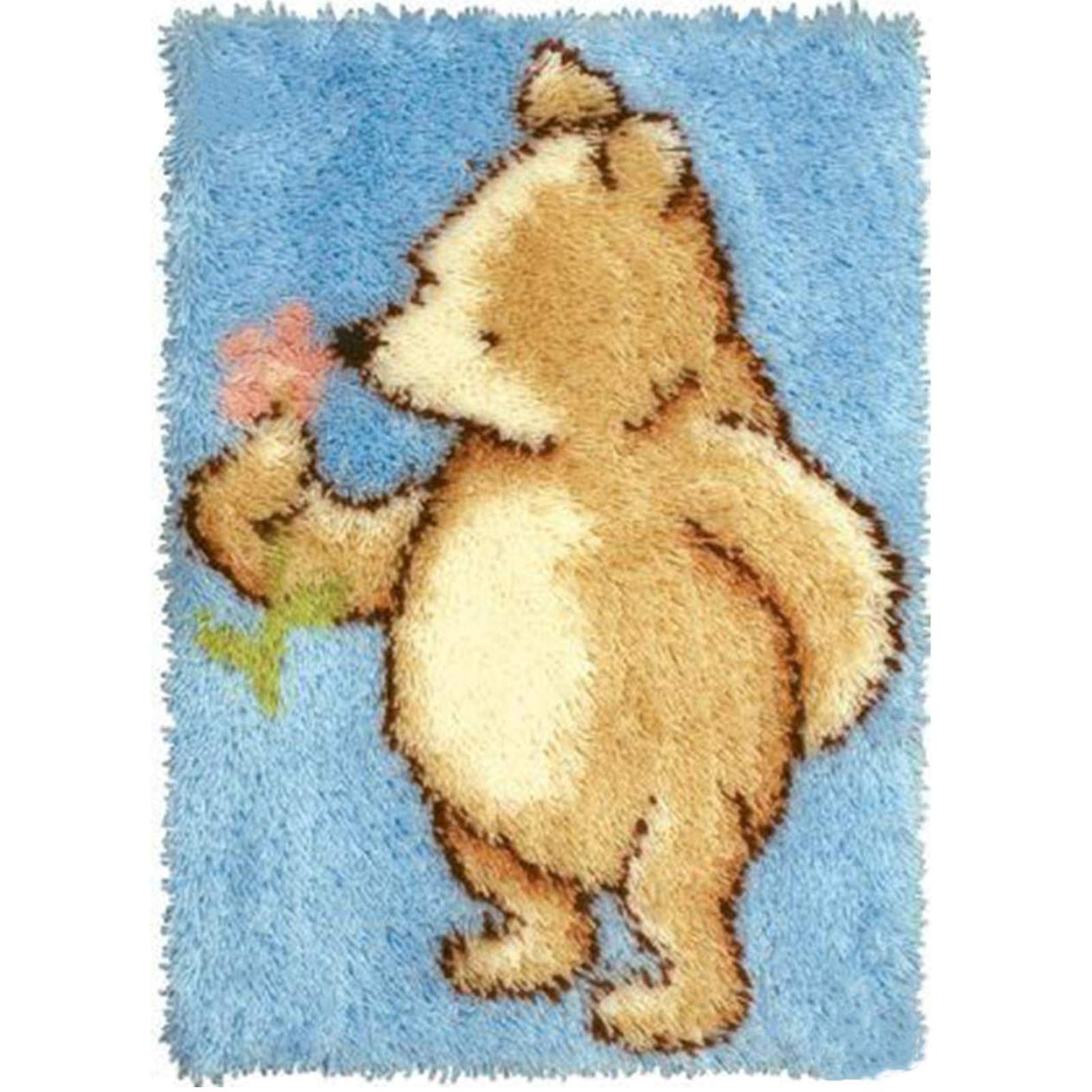 GUARDUU Latch Hook Rug Kits Unfinished Tapestry DIY Carpet for Adults Crochet Yarn Kits with Printed Canvas Pattern for Home Decor, Animals, 52X38cm(20.5X15.0Inch),A