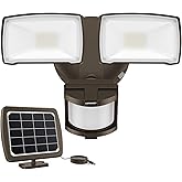 LEPOWER Solar Security Lights Outdoor, 1000LM Solar Motion Sensor Light Outdoor, 2 Head Solar Powered Flood Lights, 5500K, IP