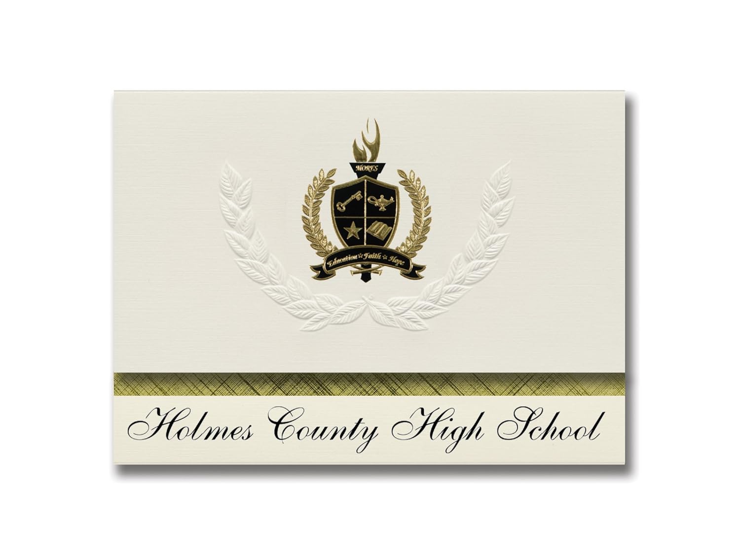 Signature Announcements Holmes County High School (Bonifay, FL) Graduation Announcements, Presidential style, Basic package of 25 with Gold & Black Metallic Foil seal