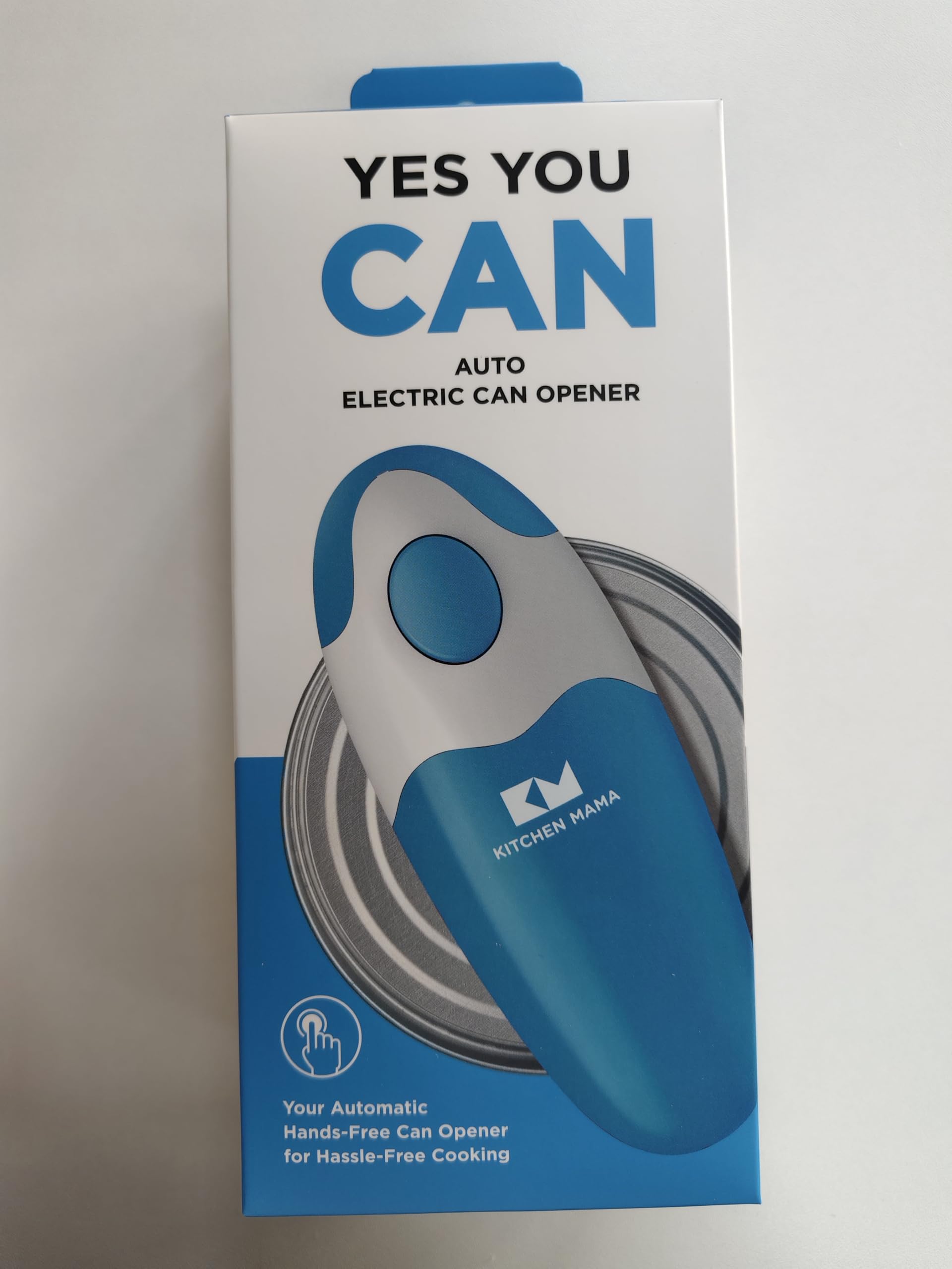 Kitchen Mama Auto Electric Can Opener : Open Your Cans with A Simple Press of Button - Automatic, Hands Free, Smooth Edge, Food-Safe, Battery Operated, YES You CAN (Sky Blue)