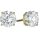 Amazon Essentials Plated Sterling Silver Cubic Zirconia Stud Earrings (Round & Princess)