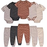 Ruliby Baby Bodysuit and Pant Set 10-pcs Cotton Soft Newborn Boy Girl Clothes Outfits