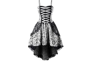 YSLMNOR Women's Gothic Dress Square Neck Sleeveless Ruffle Steampunk Costume Victorian Outfit Halloween Masquerade Dresses