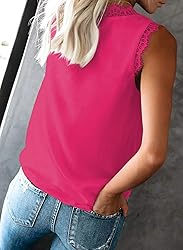 VIISHOW Women's V Neck Lace Trim Tank Tops Casual