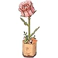 ROBOTIME 3D Puzzles Wooden Flower Pink Rose DIY Model Building Kit to Build for Adults Artifical Bouquet Botanical Collection Craft Brain Teaser Puzzle Creative Gift Home Decor