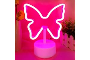 VIFULIN Butterfly Neon Sign Pink Neon Light, USB/Battery Operated Butterfly LED Signs Night Lights Room Decor for Girls Bedroom, Cute Lamp Aesthetic Gifts for Birthday Party Christmas Dorm Desk Table
