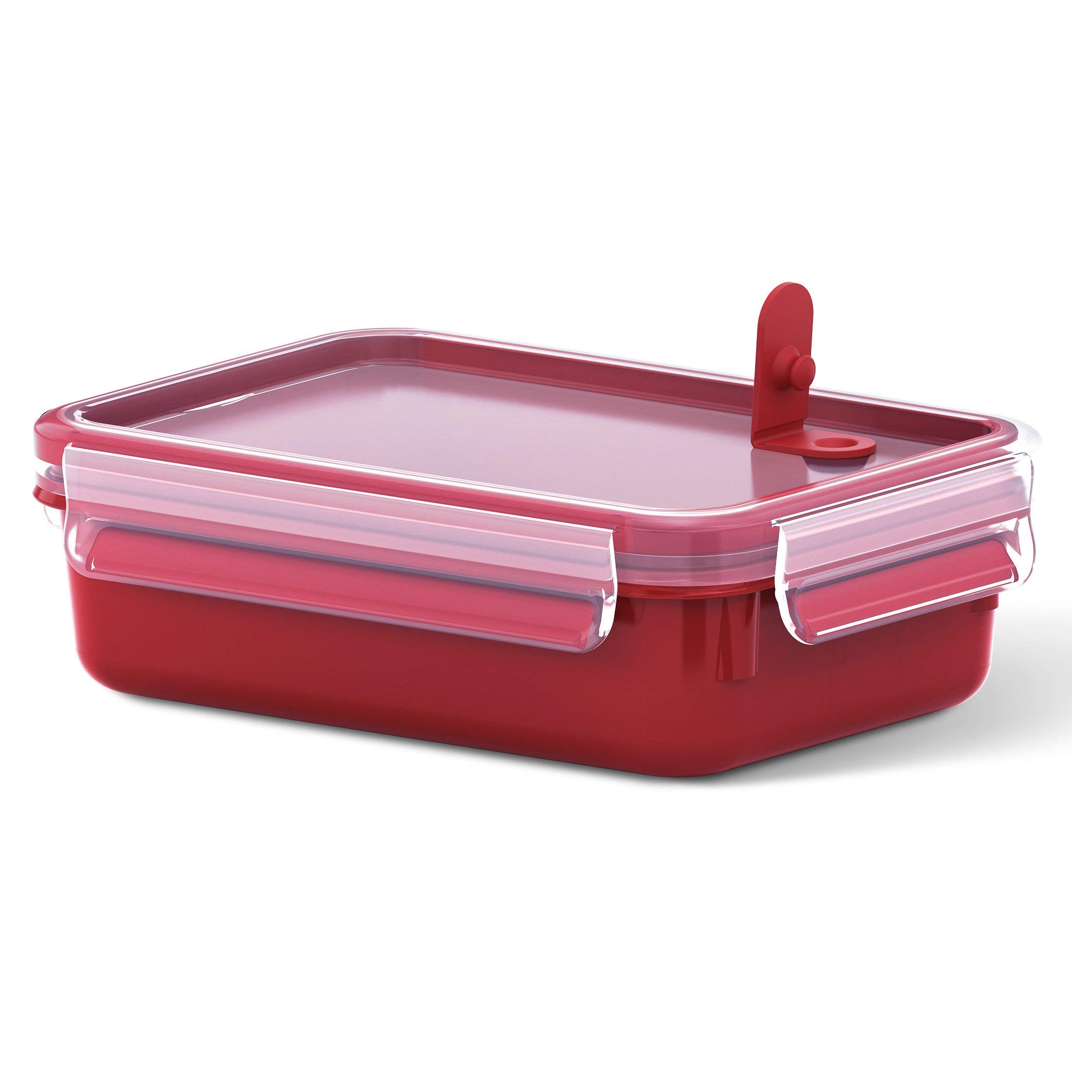 Emsa Microwave Can Clip & Micro 517772 | Microwave Valve | 0.8 L | Lunch Box | Integrated Measurement | Made in Germany | Red/ Transparent