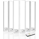 AMETHEUS 6Pack 12inch Under Cabinet Lighting, Rechargeable Motion Sensor Light Wireless Indoor, Dimmable 3 Color Temps Closet Lights with Remote, Indoor Under Counter LED Lights for Kitchen, Stairs