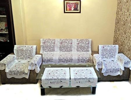 Unique Productions Net Fabric 5 Seater Sofa Cover Set with 6 Arms Covers (16 Piece)