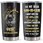 Qatdey Son In Law Gifts Tumbler 20oz, Wedding/Christmas/Birthday Gifts for Son-In-Law from Mother In Law