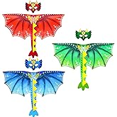 D.Q.Z 6 Pcs Dinosaur-Dragon-Wings-Costumes and Masks for Kids Dinosaur Party, Halloween Girls Boys' Dress Up Capes for Dino Birthday Party Favors