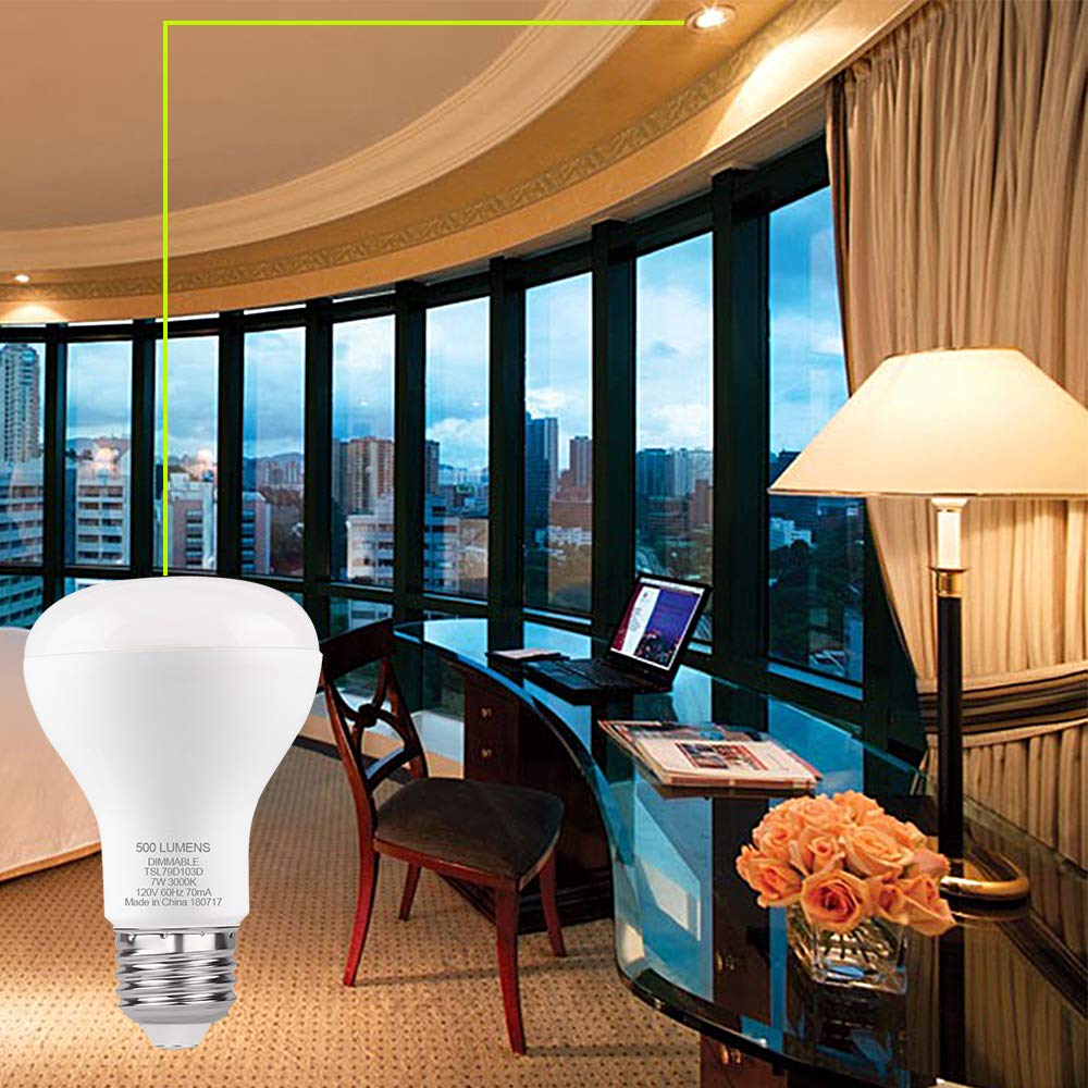 GALYGG R20 Dimmable LED Bulb 7W (50 Watt Equivalent) 500 Lumens 3000K (Warm White) E26 Medium Screw Base Flood Light Bulbs - 4 Pack