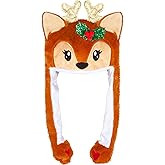 YOYTOO Cute Plush Novelty Animal Hat with Ears Flaps, Soft Plush Hat for Holiday Cosplay Party Dress Up Funny Gift for Kids