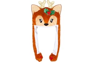 YOYTOO Cute Plush Novelty Animal Hat with Ears Flaps, Soft Plush Hat for Holiday Cosplay Party Dress Up Funny Gift for Kids