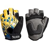 Terry Cycling Gloves for Women, T-Gloves LTD Prints, Ladies Cycling Gloves Half Finger Gel Padded Mountain Bike Glove