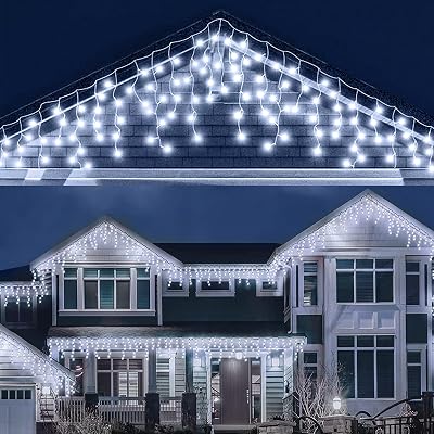 LEDYA Icicle Outdoor Christmas Lights 46ft 360 LED 8 Modes IP44 Timer