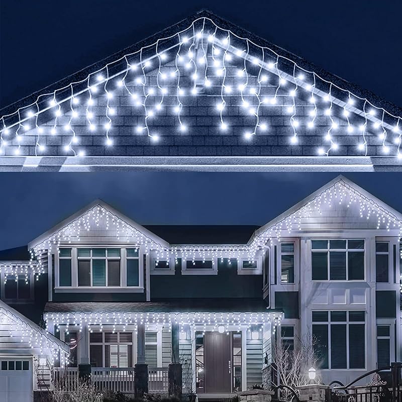 LEDYA Icicle Outdoor Christmas Lights 46ft 360 LED 8 Modes IP44 Timer