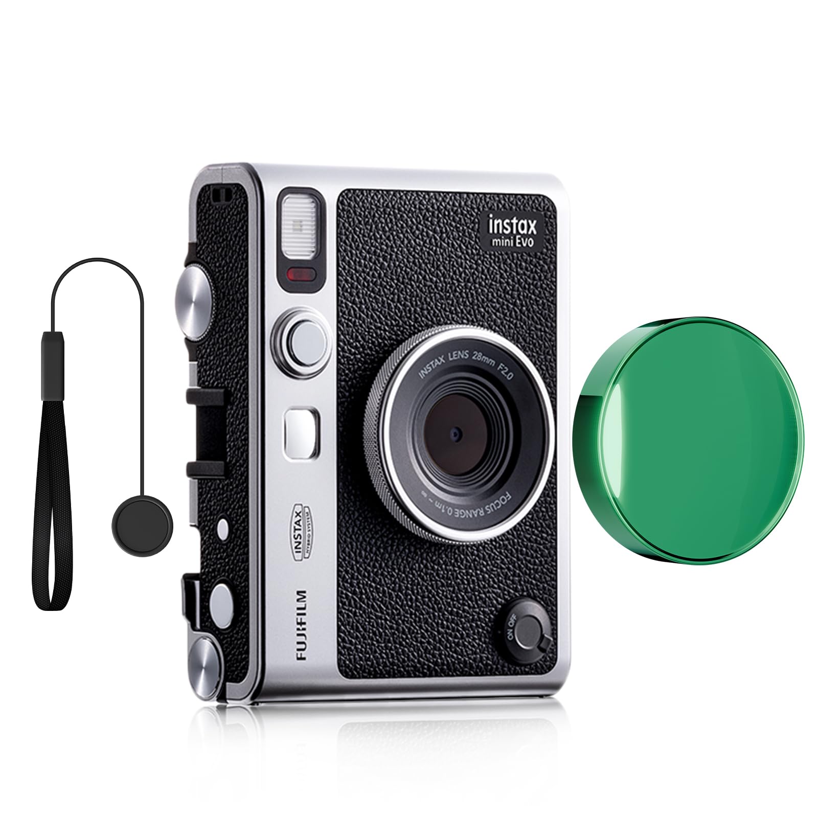 Rieibi Lens Cap for Fujifilm Mini Evo, Fuji Mini Accessories for Mini Evo Lens Cover with Anti-Loss Rope, PC Material Mini Evo Lens Cap with Flocking Internal - Green