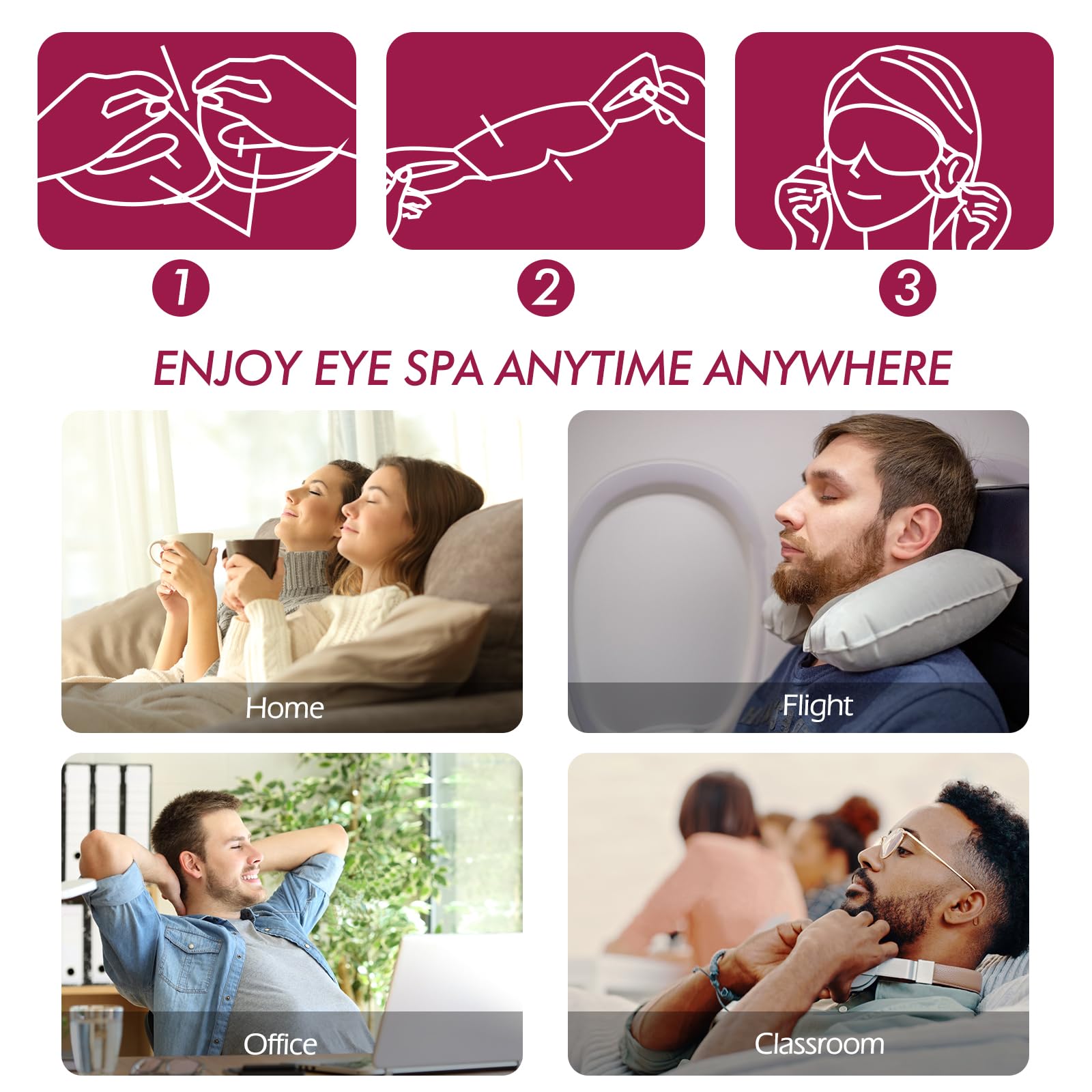 Jekeno Steam Eye Mask, 30 Packs Eye Masks for Dry Eyes, 40-60 Minutes Self Moist Warm Compress Heated Disposable Mask for Sleep, Spa Relaxing Trip Gifts, Travel Essentials for Women Men