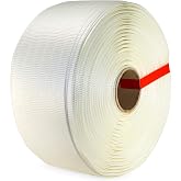 IDL Packaging Woven Cord Strapping Coil 3/4" x 1640', 2425 lbs - USA-Made | White Durable &amp; Flexible Woven Cord Strap Roll 6" x 3" Core with Re-Tightening Option - Compatible with Truck, Car, Boat, ATV