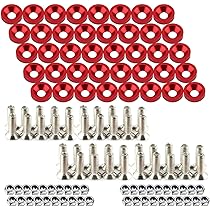 OUHL 20PCS Aluminum Bumper Fender Washer M6 T6 Grade CNC Billet Engine Bay Dress Up Kit (Black - View #3