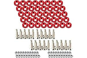 LUYEJKO Engine Dress up Kit, 40 PCS Bumper Fender Washers ，M6 Dress up Bolts (Red)