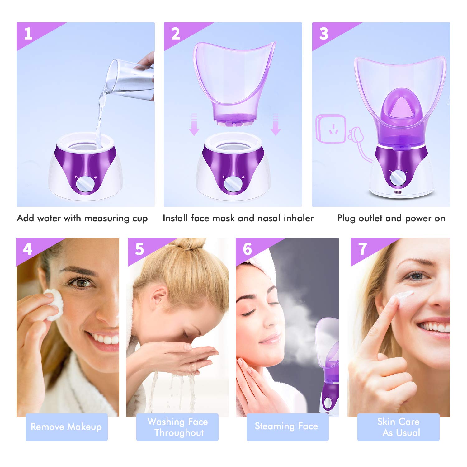Zenpy Nano Ionic Facial Steamer Hot Mist Face Steamer Home Sauna SPA Face Humidifier Atomizer for Women Men Moisturizing Cleansing Pores with Blackhead Remover Kit: Beauty