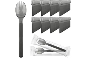 EUSOAR Plastic Sporks, 200pcs 6.8"x1.3" Disposable Sporks, Heavy Duty Disposable Utensils Silverware Set Individually Wrapped